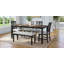 Ensemble de table de salle à manger extensible 6 pièces pour 6 personnes, ensemble de salle à manger de style campagnard moderne avec 4 chaises rembourrées et 1 banc, ensemble de sièges à dossier en lattes en bois d'hévéa à usage familial, espresso + noir, coussin beige-771576466-771576468