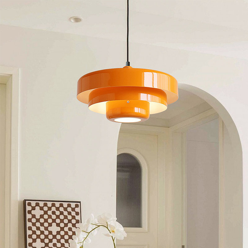 Luminaire suspendu orange à 3 niveaux en forme de gâteaux