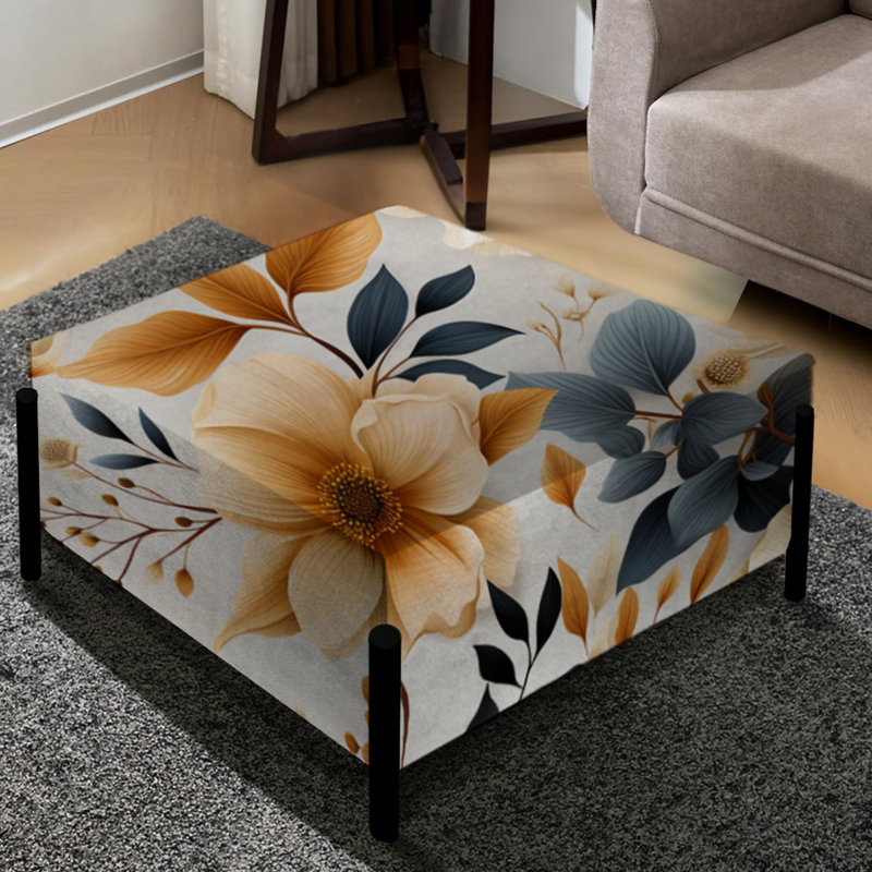 Boho Earthy Blooms - Floral Large Square Ottoman