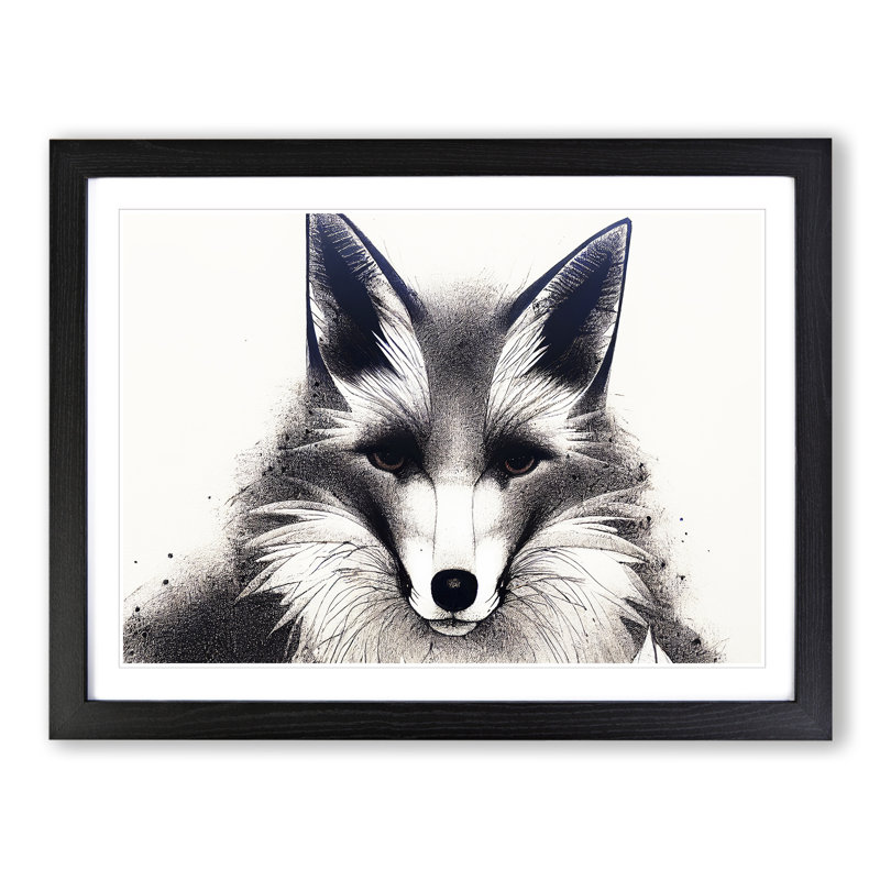 Edgy Fox - Single Picture Frame Print, Black Frame, 46cm H x 64cm W x 2cm D