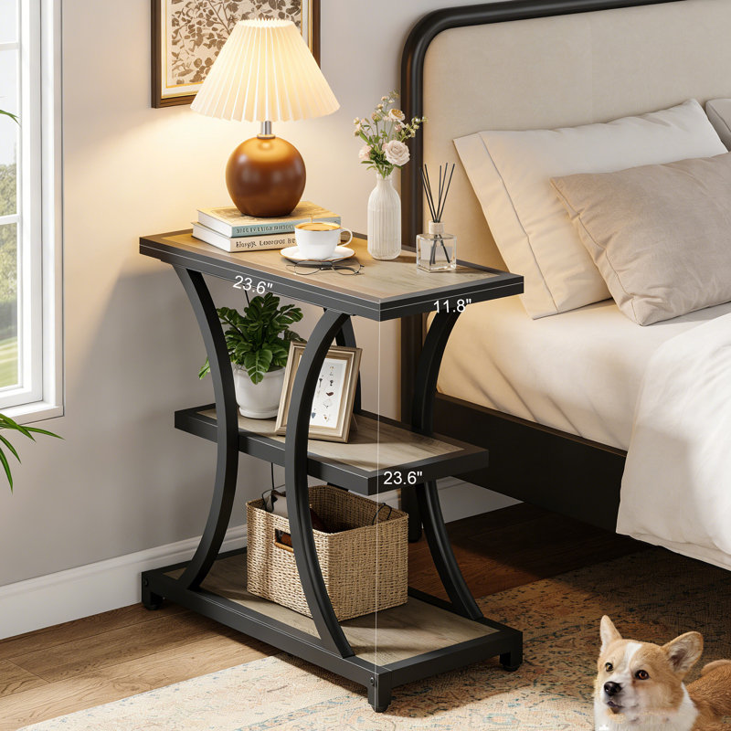 Table de bout à 3 niveaux et table d'appoint géométrique 23,6, Gris