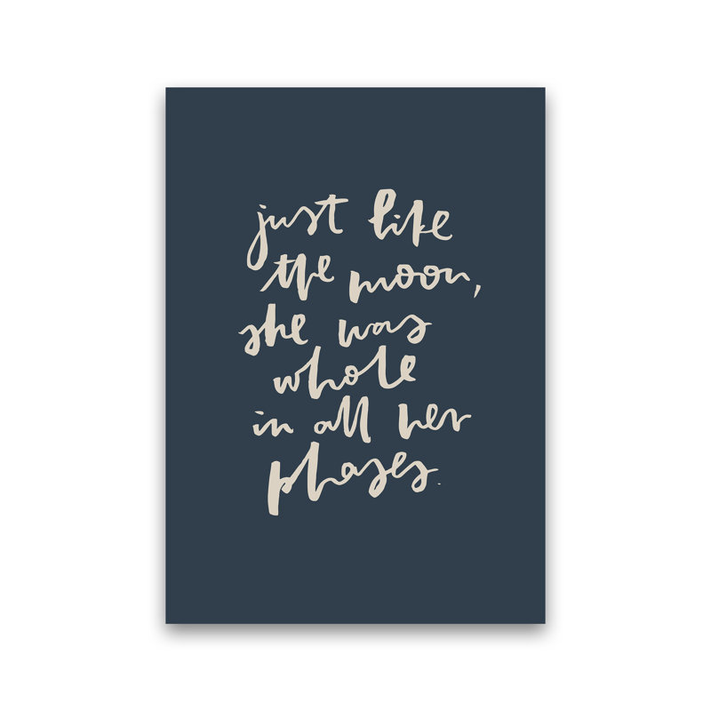 Just Like the Moon Lettering Navy 1 Piece Wall Art, 30cm H x 21cm W x 1cm D, No Framed