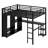 Metal Loft Bed Frame With Built-In Wardrobe, Desk And Storage Shelves-405566584-405566587