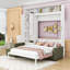 Grand lit escamotable en bois avec tablettes et canapé rembourré-858368601