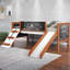Lit mezzanine simple avec glissière cerisier et chêne blanc