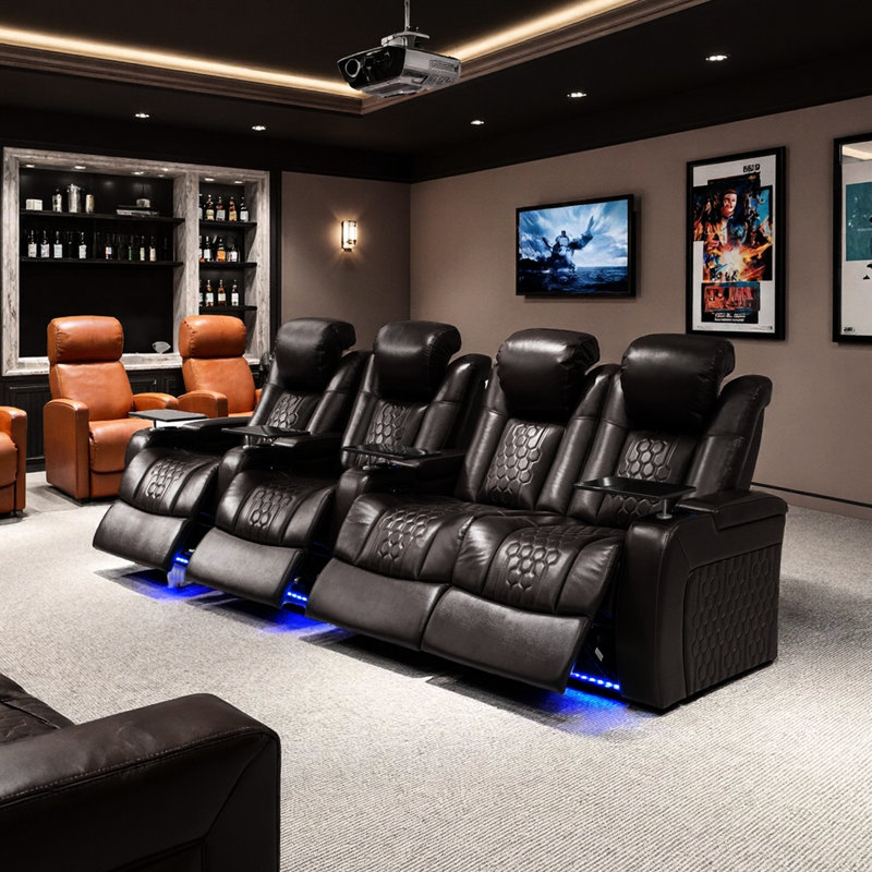 Upholstered 30.65 " Leather Power Reclining Sectional