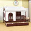 Full Size Wooden House-Shaped Bed With Charging Board, Shelf, Drawers And LED Strip-1034379952