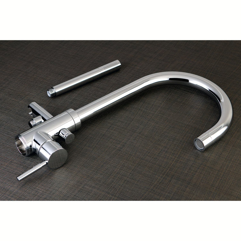 Kingston Brass Concord Single-Handle 1-Hole Freestanding Tub Faucet with Hand Shower, Polished Chrome