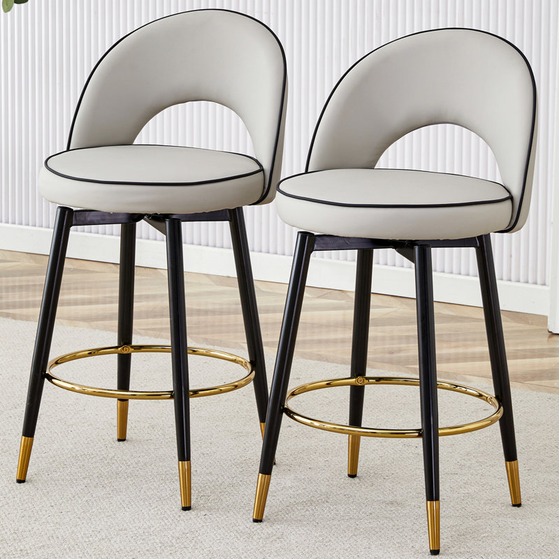 Tabourets de bar rembourrés modernes en polyuréthane (ensemble de 2), Gris