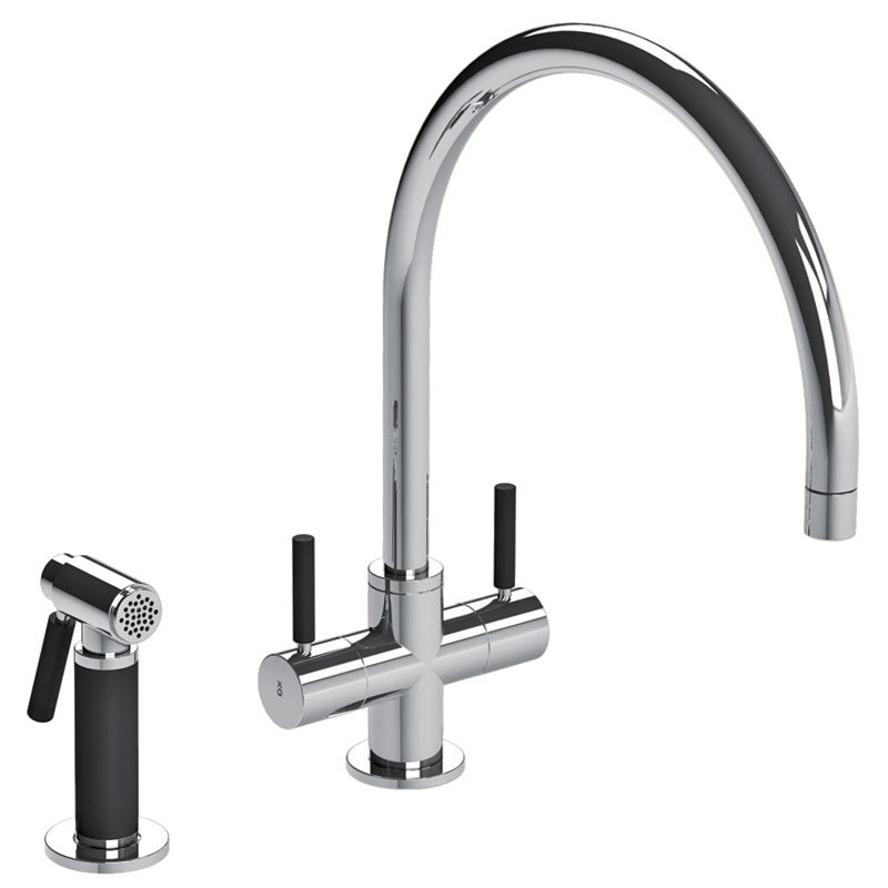 XO Double Handle Kitchen Faucet, Polished Chrome
