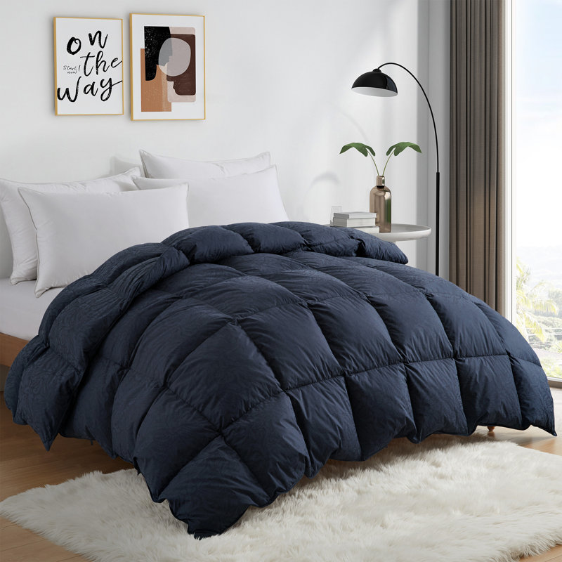 Twin Black Cotton Goose Down Comforter