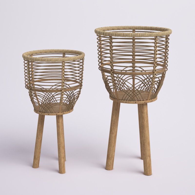 Set of 2 Wicker Planters - 12" x 12" x 22"