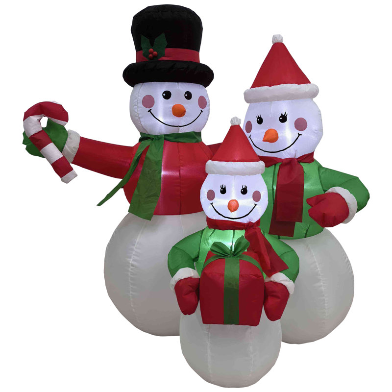 Lighted Inflatable Family Of Snowman Outdoor Christmas Decoration - 4'