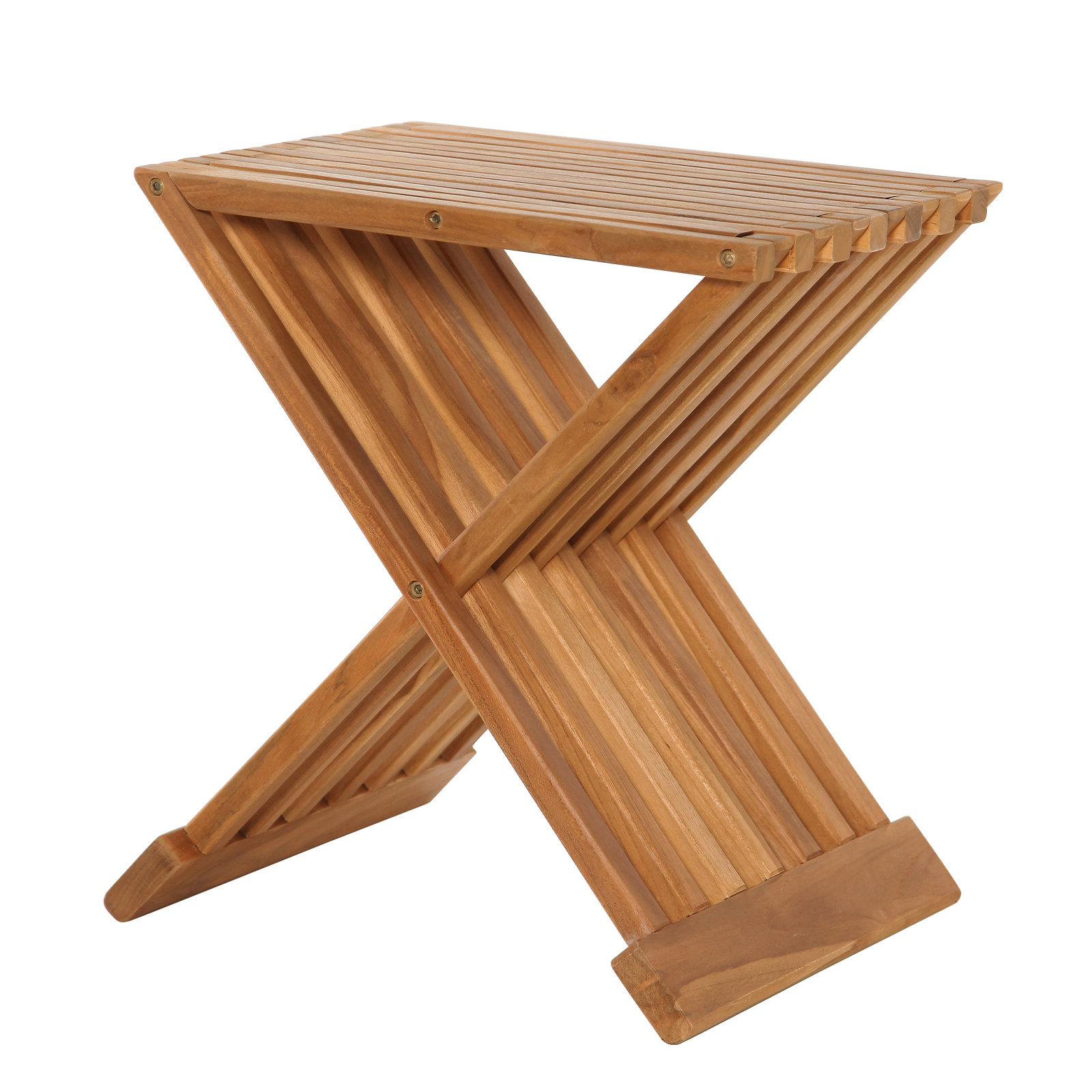 Union Rustic Collegeville 16'' W Teak Corner Shower Stool