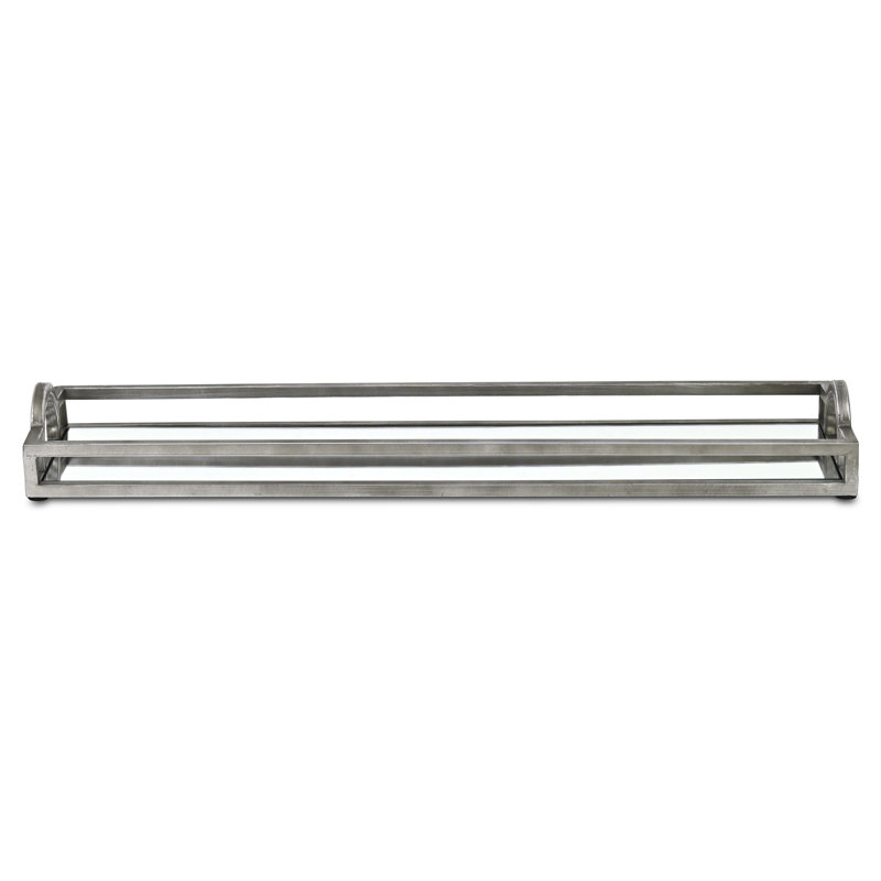 Plateau à miroir rectangulaire mince Verena - argent, Argent argent, L 24 po x P 6,63 po x H 1,63 po