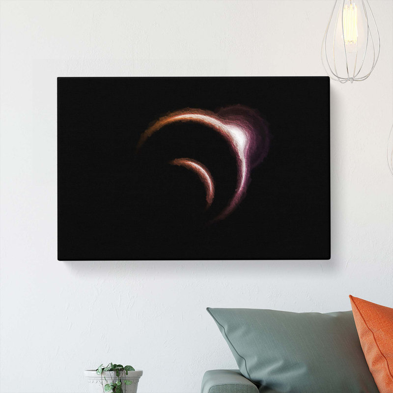 The Sun Behind The Earth And Moon - Wrapped Canvas Painting, 50cm H x 76cm W x 3cm D