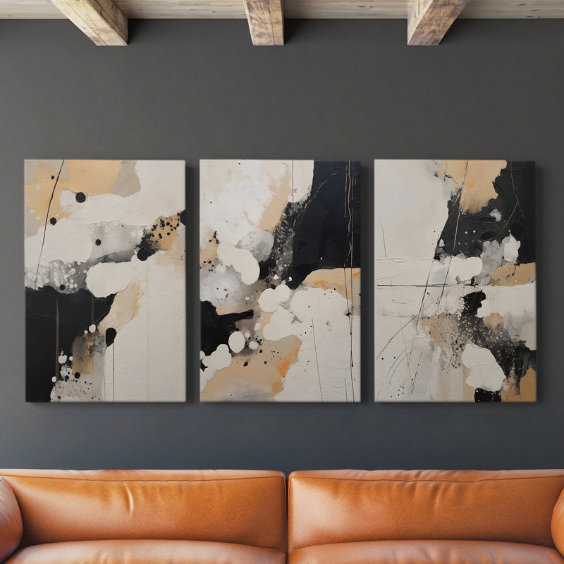 Abstract Series CLXX -Set Of 3 Gallery Wrapped Canvas -Ready to Hang, 27" H x 18" W