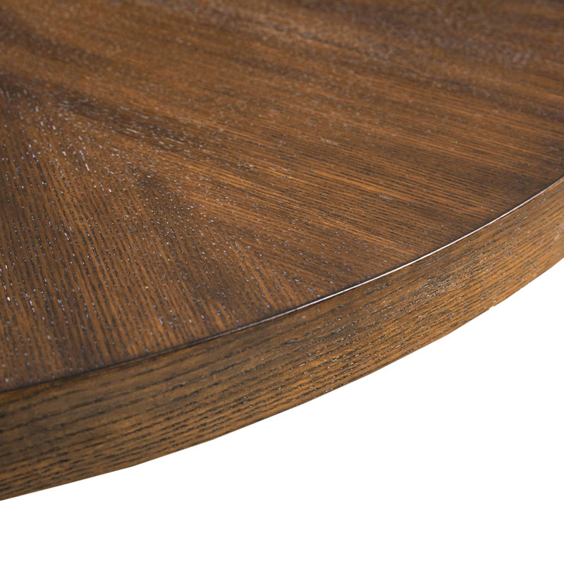 Round Coffee Table In Brown With Solid Veneer Top And Design, 36 , 16.5 H, Material Medium Walnut Wood Table, W, Color, Assembly Needed For Setup