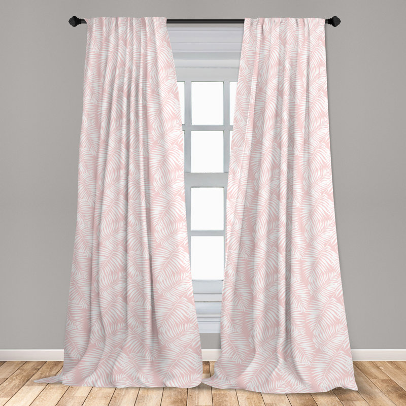 Semi Sheer Curtain Pair, 56" W x 95" L, Rose/White