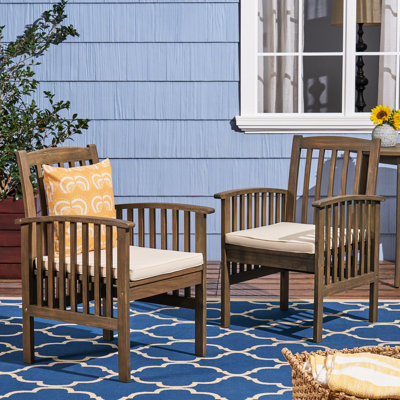 2 pièces chaise de jardin en bois avec coussins d'eau gris et crème -, élégant pour les coussins de patio et de mousse