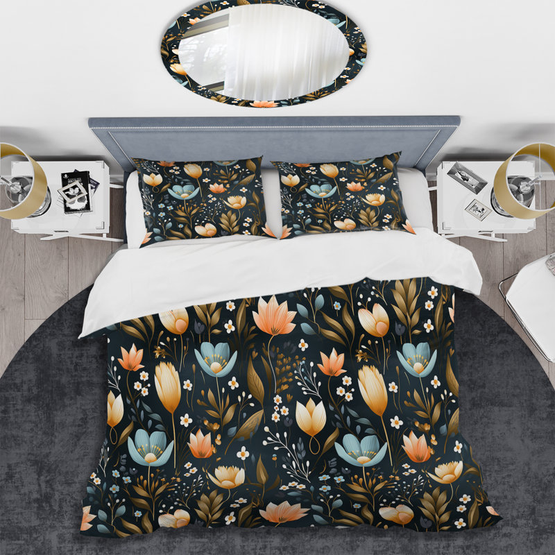 Ensemble de housse de couette en microfibre Rustic Yellow Garden Charm Floral Pattern