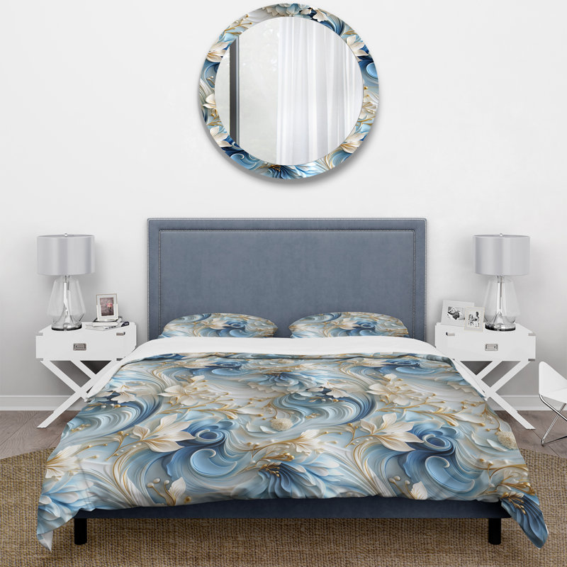 Ensemble de housse de couette Ethereal Rococo Swirls Victorian, Housse de couette pour très grand lit et 2 très