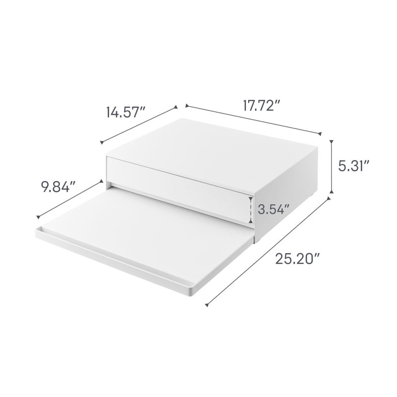 White Steel Kitchen Countertop Organizer with Pull-Out Shelf