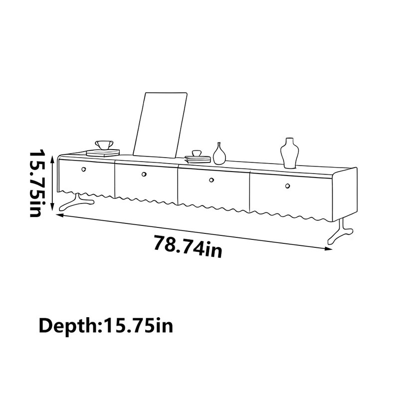 Meuble télé noir de qualité supérieure, 78.74"