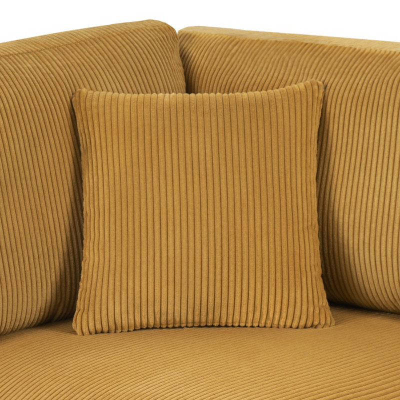 2 - Piece Upholstered Orange Corduroy Modular Sectional with Pillow Back and Solid Wood Legs, Orange