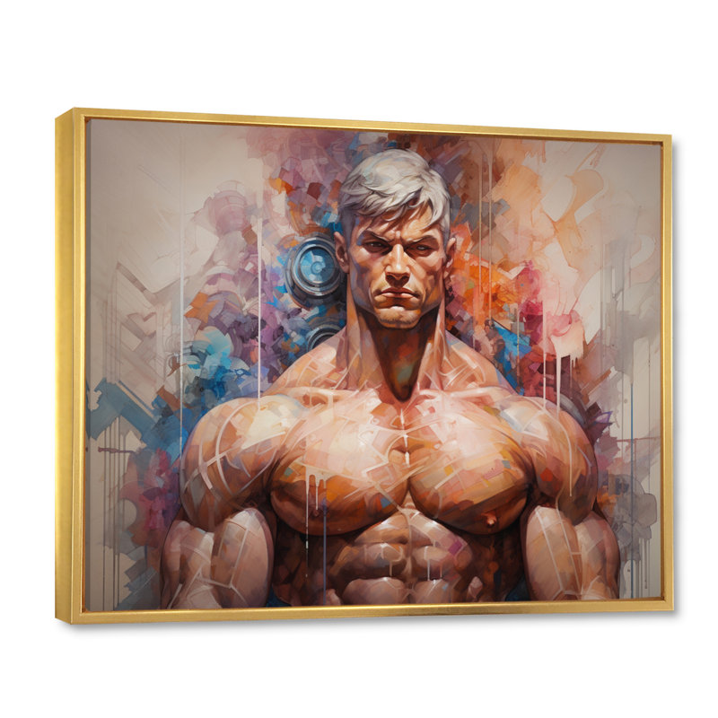 Mahreen Musculation Muscle Symphonie III sur toile, H 34 po x l 44 po x P 1,5 po, Cadre flottant doré