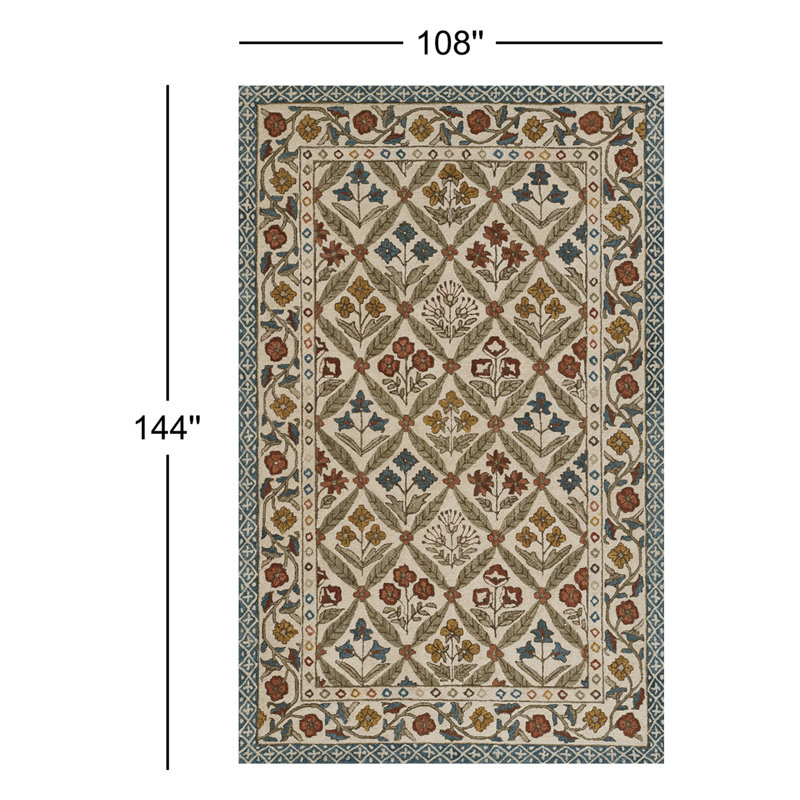 Cotswold Wool Floral Area Rug, Rectangle 9' x 12'