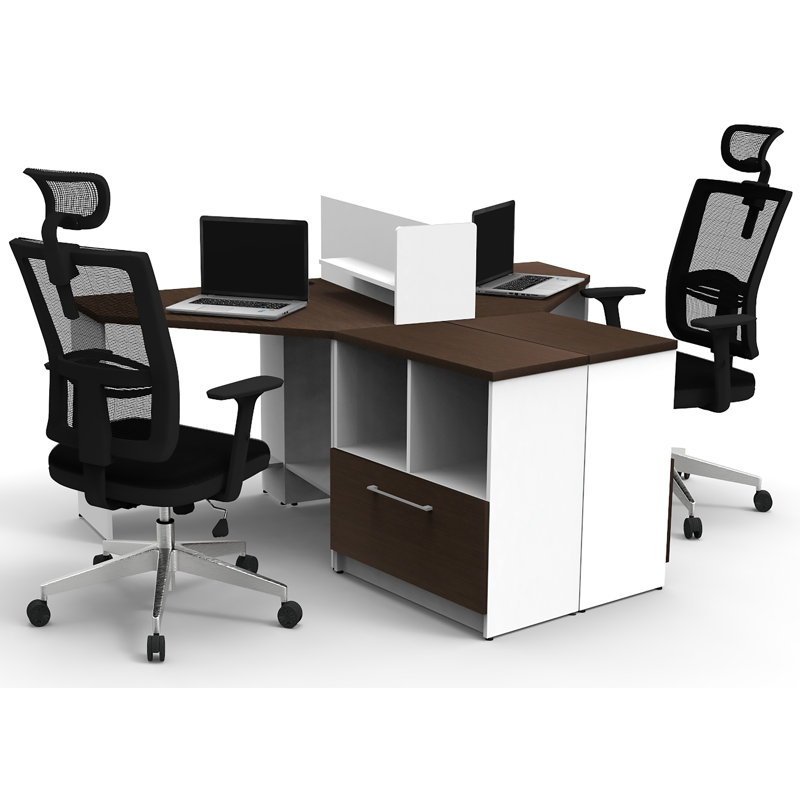 Lakida 2 Person Corner Synthetic Laminate Reception Desk with Filing Cabinet