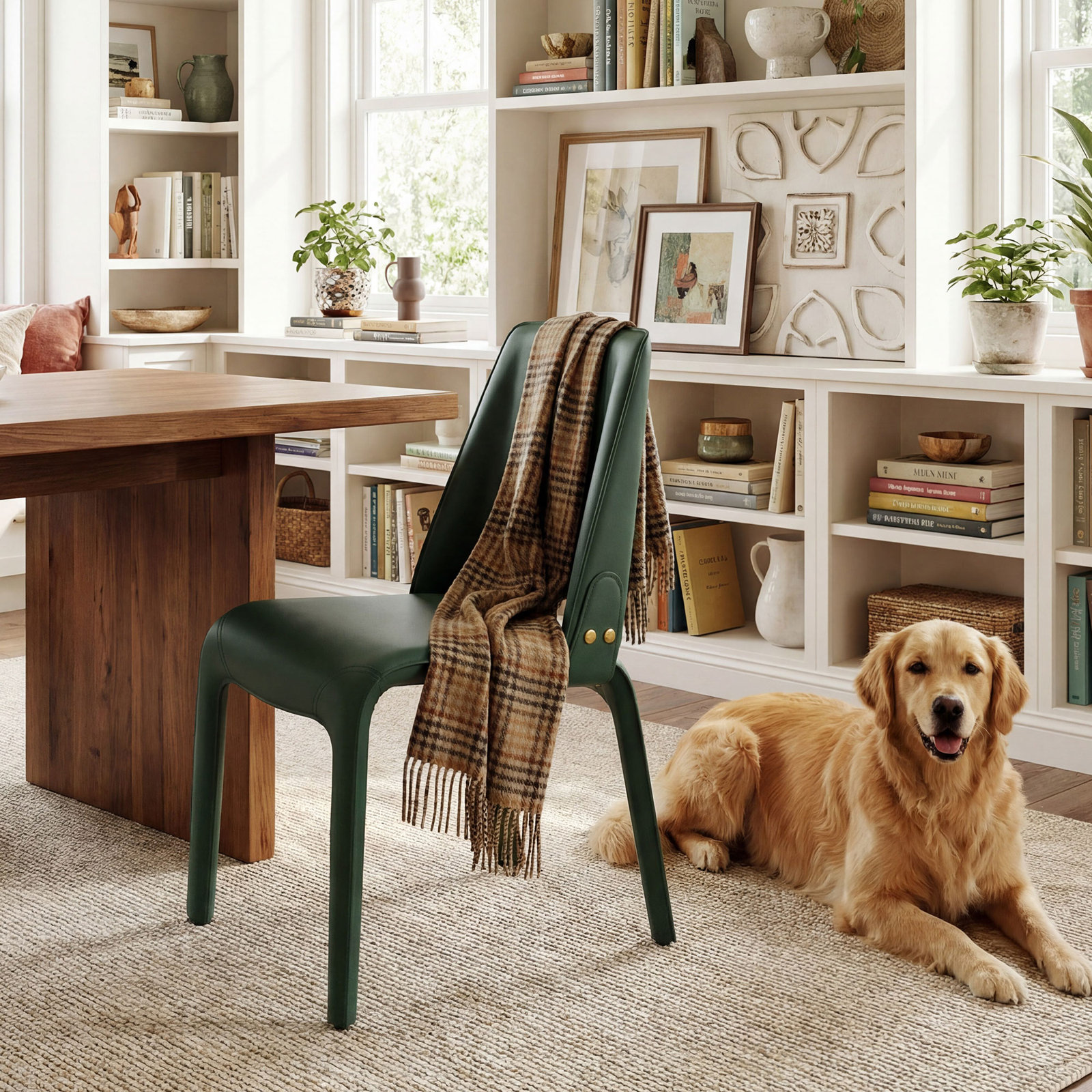 Vannes Vegan Leather Dining Chair, Green, 1, No Assembly Needed