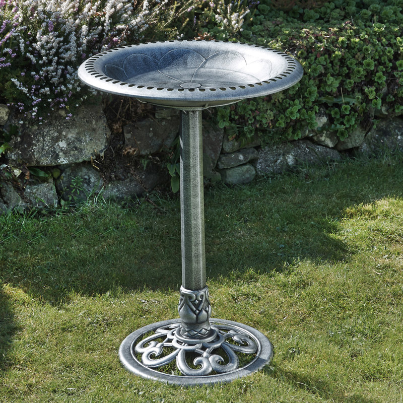 Carville Resin Tiered Birdbath, Pewter
