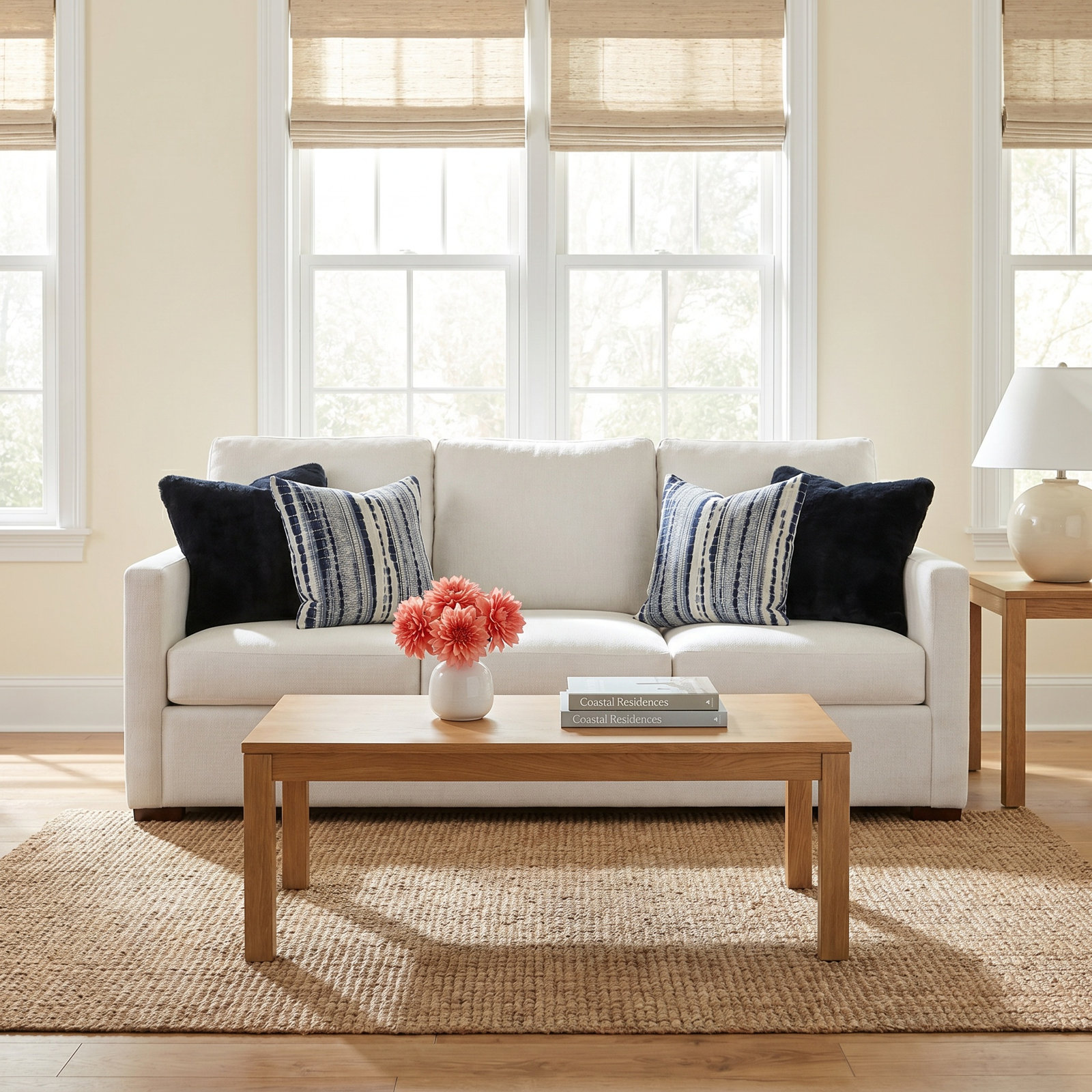 Bel-Air 87'' Upholstered Sofa, Black, White Performance Fabric; 0851-94