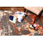 Tapis à motif abstrait rouge / beige-53922568