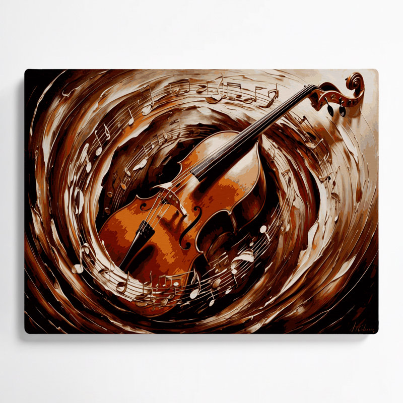 Art musical en métal contrebasse brune, H 16 po x l 20 po