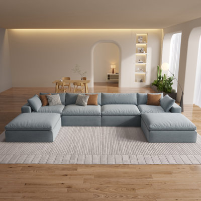 158" Oversized Modular Sectional Comfy Cloud Couch with Ottoman for Living Room, No Assembly Required, Flexible U/L shaped