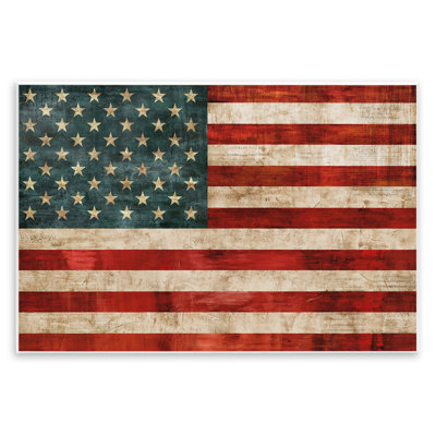 US American Flag Wood Textured Design by Luke Wilson - Graphic Art Print on Wood