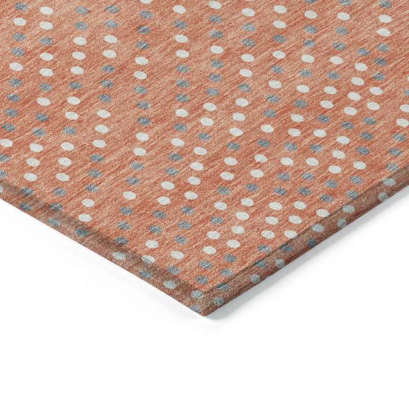 Salmon Rectangular Synthetic Flat Woven Washable Area Rug