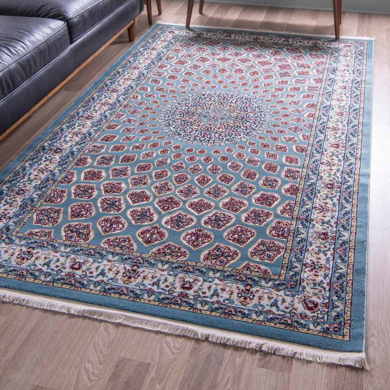 Tapis ivoire / bleu Jackson Jackson, Rectangle 3 pi x 5 pi 1 po
