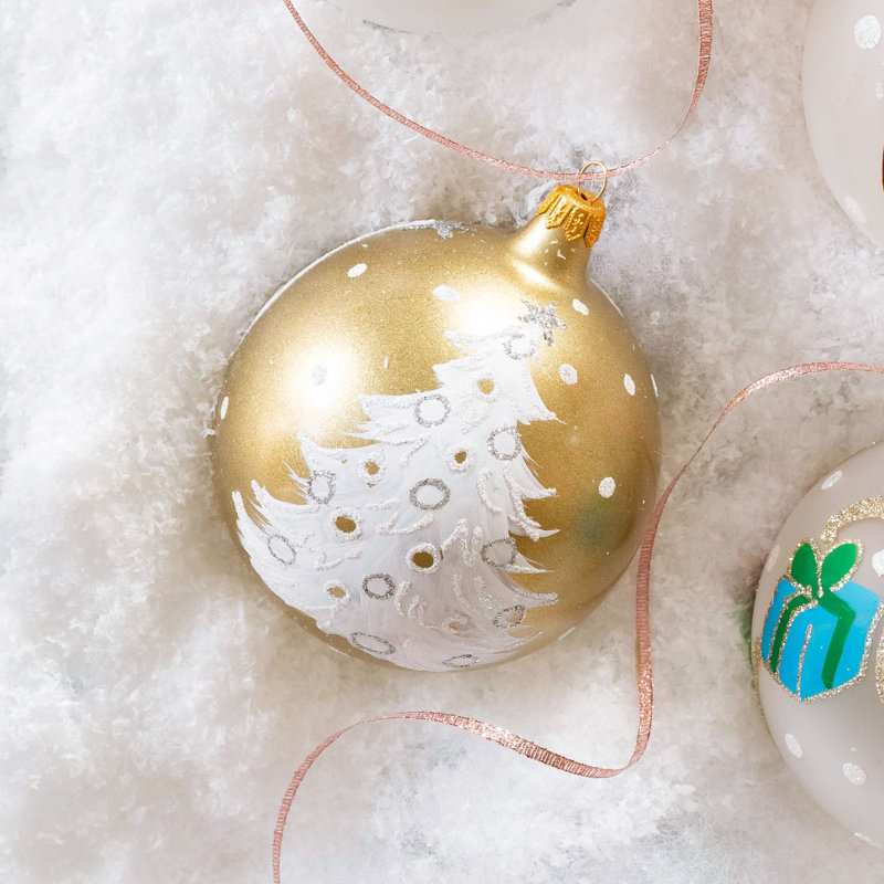 4'' Handmade Glass Plants & Flowers Ball Ornament