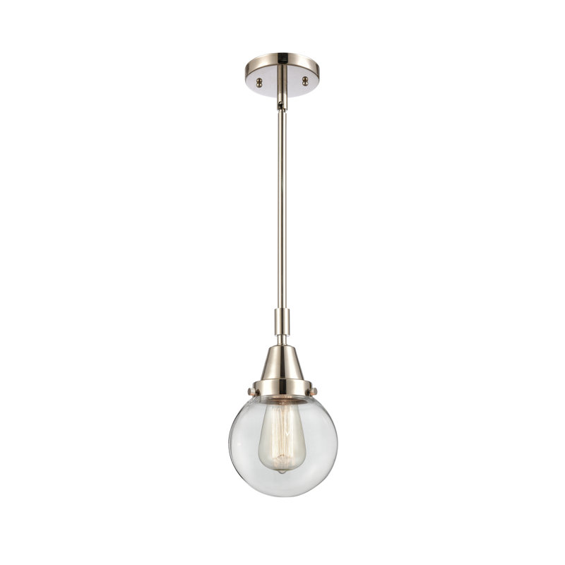 Luminaire suspendu à 1 lumière Lorri, H 43,62 po x l 6 po x P 6 po, Transparent, Nickel poli