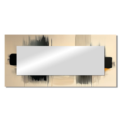 Black Yellow Boundless Reverie Minimalism - Abstract Mirror Wall Decor - Printed On Metal