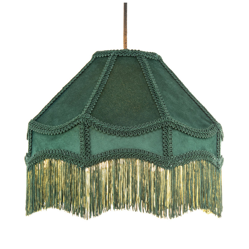Velvet Empire Lamp Shade ( No Direct Attachment Method ), 19cm H x 30cm W x 30cm D, Green