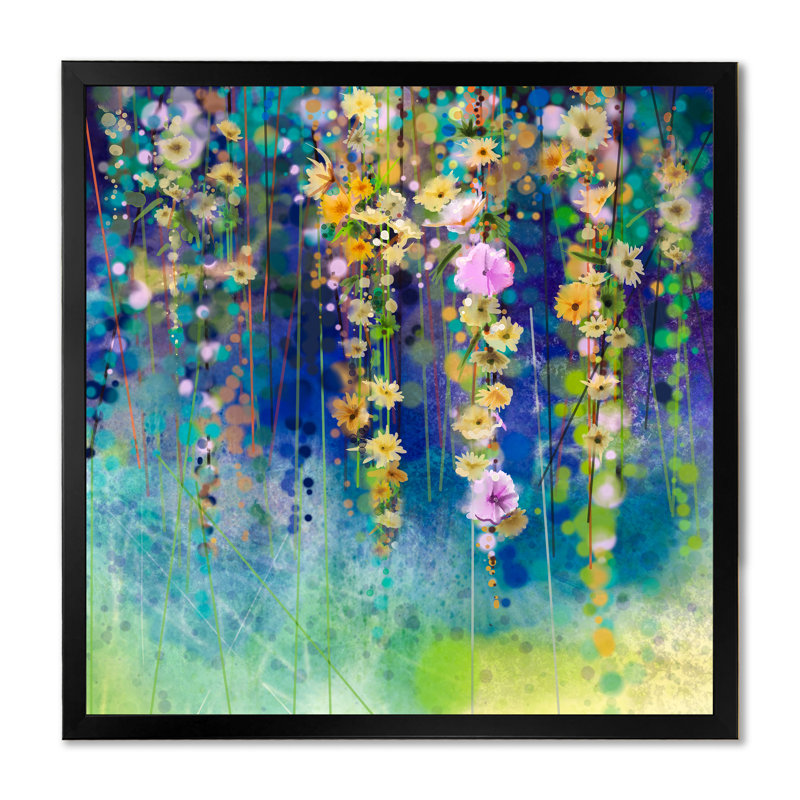 Arbre de glycine vert printanier - décoration murale traditionnelle sur toile, Cadre photo noir, H 16 po x l 16 po x P 1 po