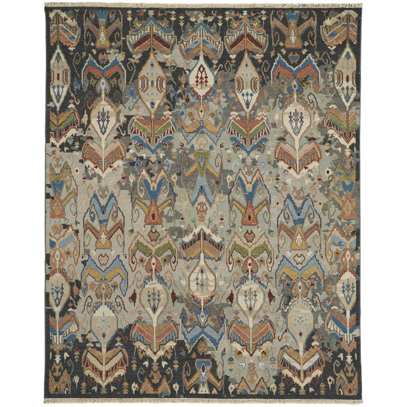 Leylan Wool Ikat Area Rug, Rectangle 7'9" x 9'9"