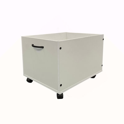 White Toy Box with Wheels (Set of 2)