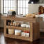 Îlot de cuisine de 55 po avec tablettes de rangement, îlot de cuisine à 3 niveaux avec grand comptoir, table basse pour la cuisine et la salle à manger