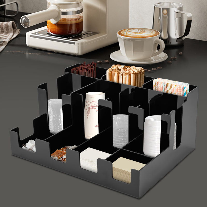 Rangement à 12 compartiments pour comptoir à café, Noir